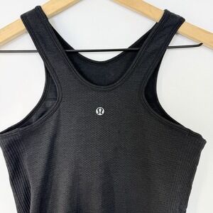 Lululemon Black Ribbed Bra Tank Top Built In Shelf Bra Women Size 6